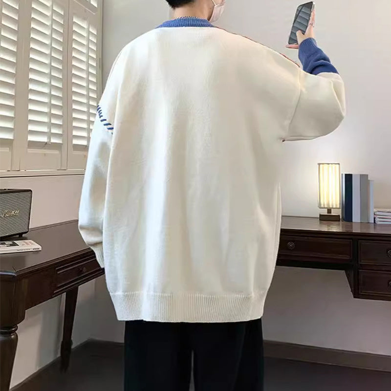 Pull colorblock – Haut tricoté à manches longues