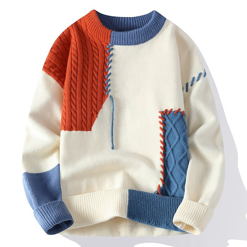 Pull colorblock – Haut tricoté à manches longues