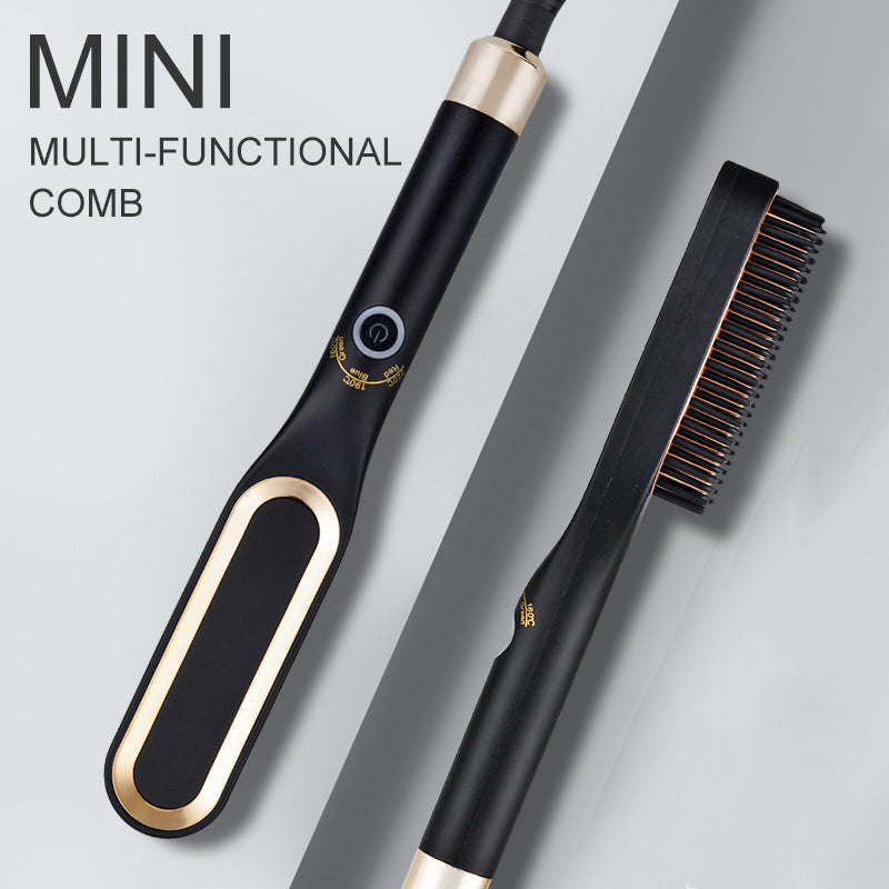 Mini brosse lissante, peigne chauffant, fer à lisser en céramique