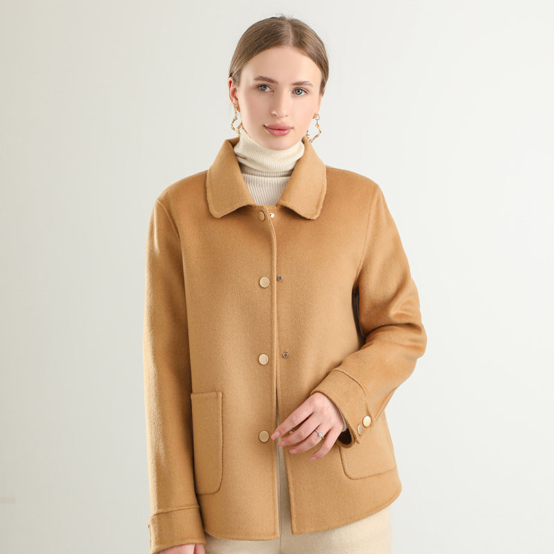 Manteau uni à col polo, nouveauté automne-hiver