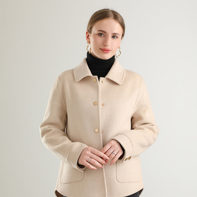 Manteau uni à col polo, nouveauté automne-hiver