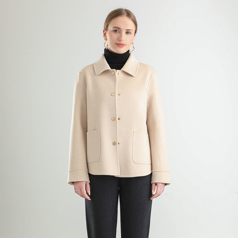 Manteau uni à col polo, nouveauté automne-hiver