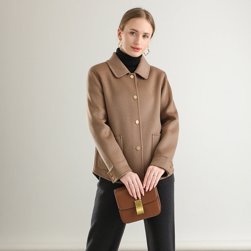 Manteau uni à col polo, nouveauté automne-hiver
