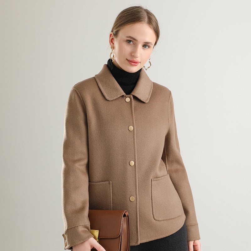 Manteau uni à col polo, nouveauté automne-hiver
