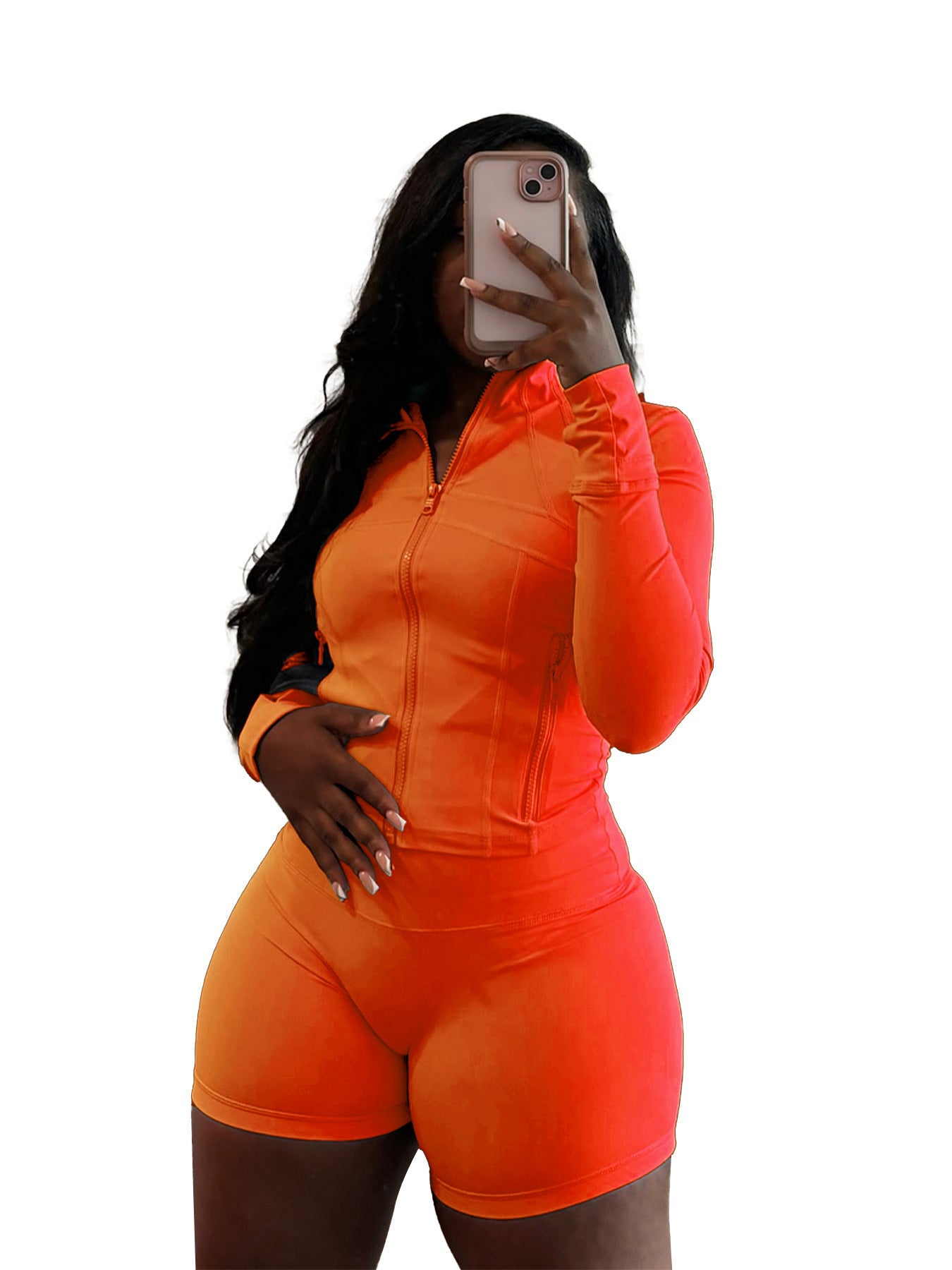 Ensemble deux pièces short moulant à manches longues