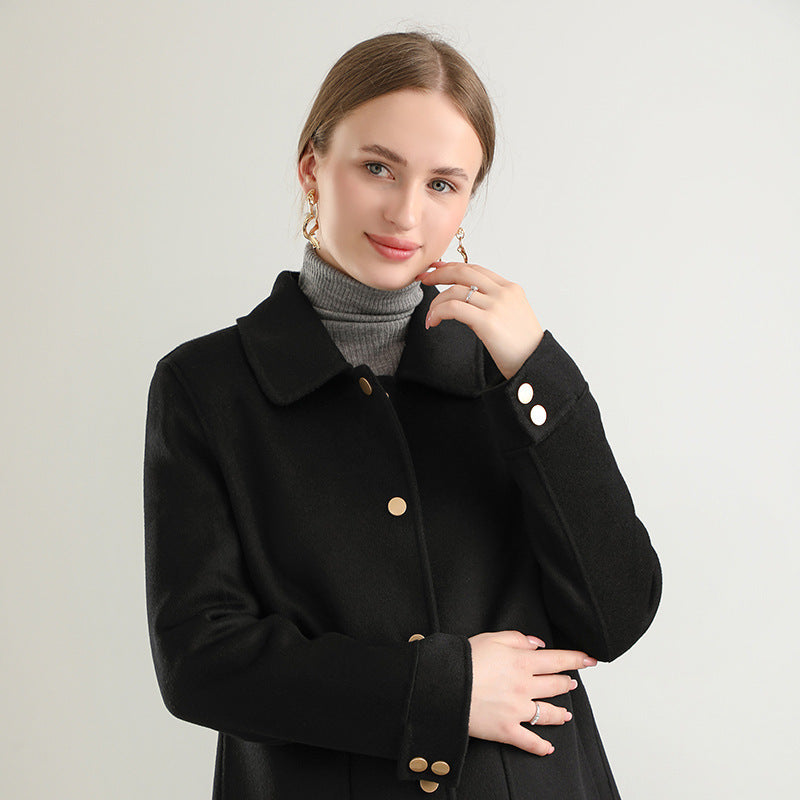 Manteau uni à col polo, nouveauté automne-hiver