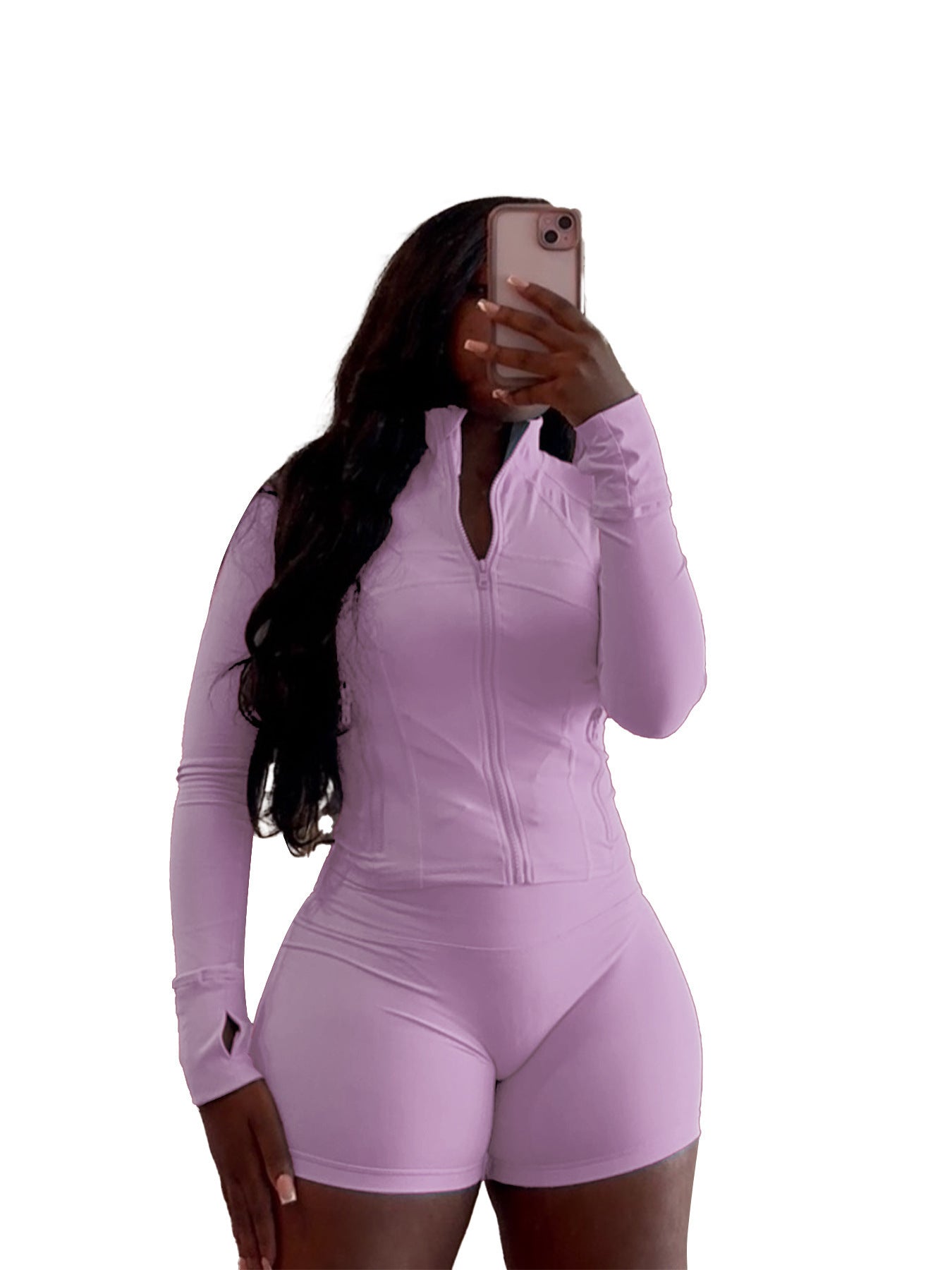 Ensemble deux pièces short moulant à manches longues