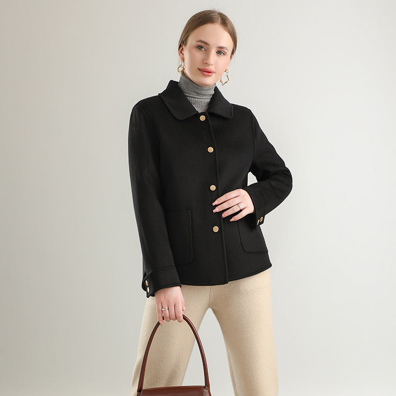 Manteau uni à col polo, nouveauté automne-hiver